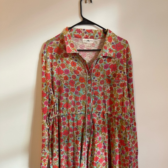 Natural Life Christa Knit Maxi Dress Watercolor Neon XL Boho Prairie Artsy - Picture 5 of 9